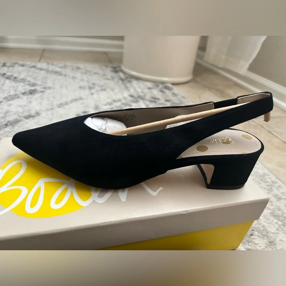 Boden Lena black suede slingback low heel